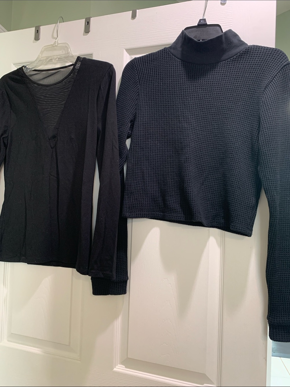 aerie Black Waffle Knit Turtleneck Crop Top & Express black top.